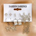 thumbnail image 1 of Juego de pendientes de aro de perla de 17KM, Pendientes colgantes de acrílico de mariposa para mujer, pendiente de Metal hueco chapado en oro, joyería de dibujos animados Dengxun unisex, 1 of 2