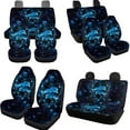 thumbnail image 3 of Uorisanigo Blue Dolphins 10 Pieces Car Seat Covers Full Set Auto Seat Belt Cover with Steering Wheel Cover and Auto Water Cup Pad Keychains Comfortable Breathable Auto Interior for Car SUV, 3 of 7