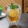 thumbnail image 4 of Fiudx Ofertas del día Taza de doble capa a rayas, taza de té de vidrio de borosilicato alto, taza de bebida de leche para el hogar, taza de Café de oficina, 4 of 6