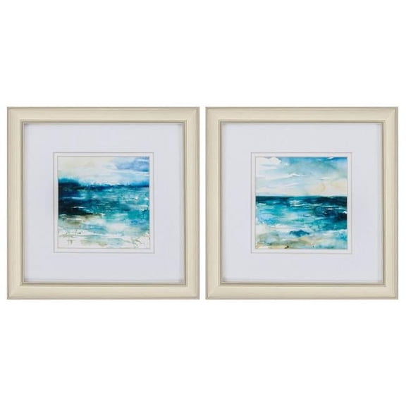 HomeRoots Decor 12-inch X 12-inch Champagne Gold Color Frame Ocean Break (Set of 2)