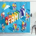 thumbnail image 1 of Family Shower Curtain, Rainbow Family Lifestyle Interacting People Unique Isometric Realistic Poses Print, Fabric Bathroom Set with Hooks, 69W X 70L Inches, Multicolor, by Ambesonne, 1 of 3