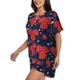 thumbnail image 2 of Naloa Rose Flower Women's Short-Sleeved Pajama Set, Loungewear, Summer pajamas, Breathable Cozy - 4X-Large, 2 of 9