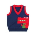 thumbnail image 2 of Baby Boy Cartoon Graphic Contrast Design V-Neck Sleeveless Knitted Vest Sweater, 2 of 5