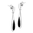thumbnail image 3 of AeraVida Elegantly Long Sterling Silver Teardrop w/ Inlaid Black Onyx Dangle Earrings | Luxurious Dangle Earrings for Evening | Prom Accessories for Women | Black Onyx Earrings, 3 of 5