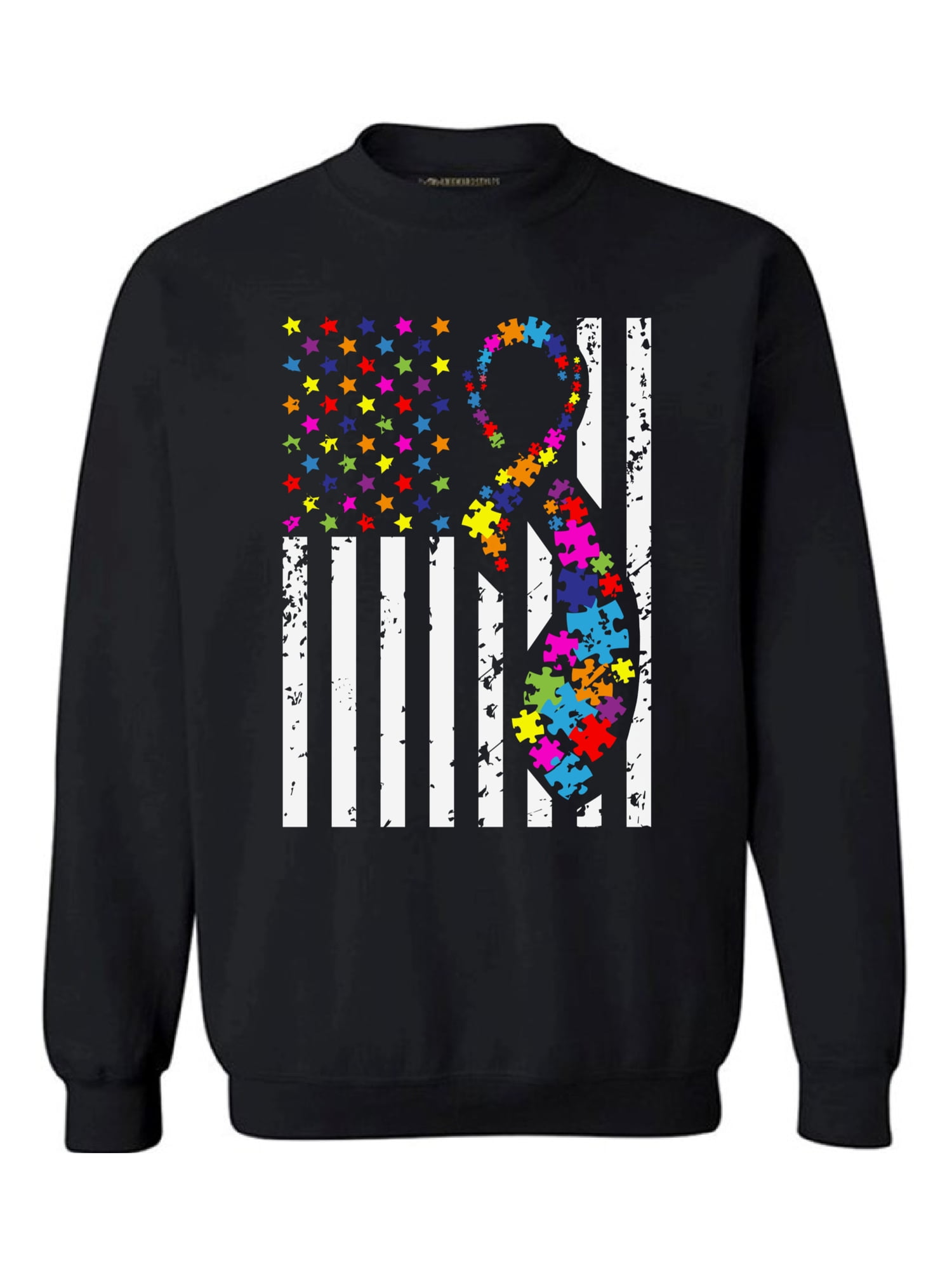 Autism Awareness Puzzle Ribbon USA Flag Hoodies Support Love Sweatshirts