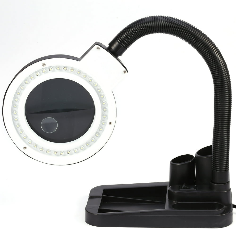LED Lighted 5X 10X Magnifier Desk Lamp, 40 LED Desktop Magnifying Glass