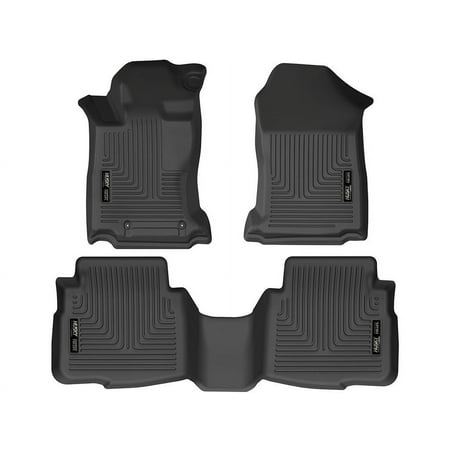 husky liners by realtruck weatherbeater floor mats | fits 2020-2025 subaru legacy & subaru outback | front & 2nd row  3-pc black-95541