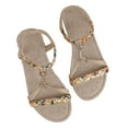 thumbnail image 6 of Mostsola Womens Sandals Open Toe Slingback Flats Summer Beach Shoes Braided Strap Beaded Sandals, 6 of 9