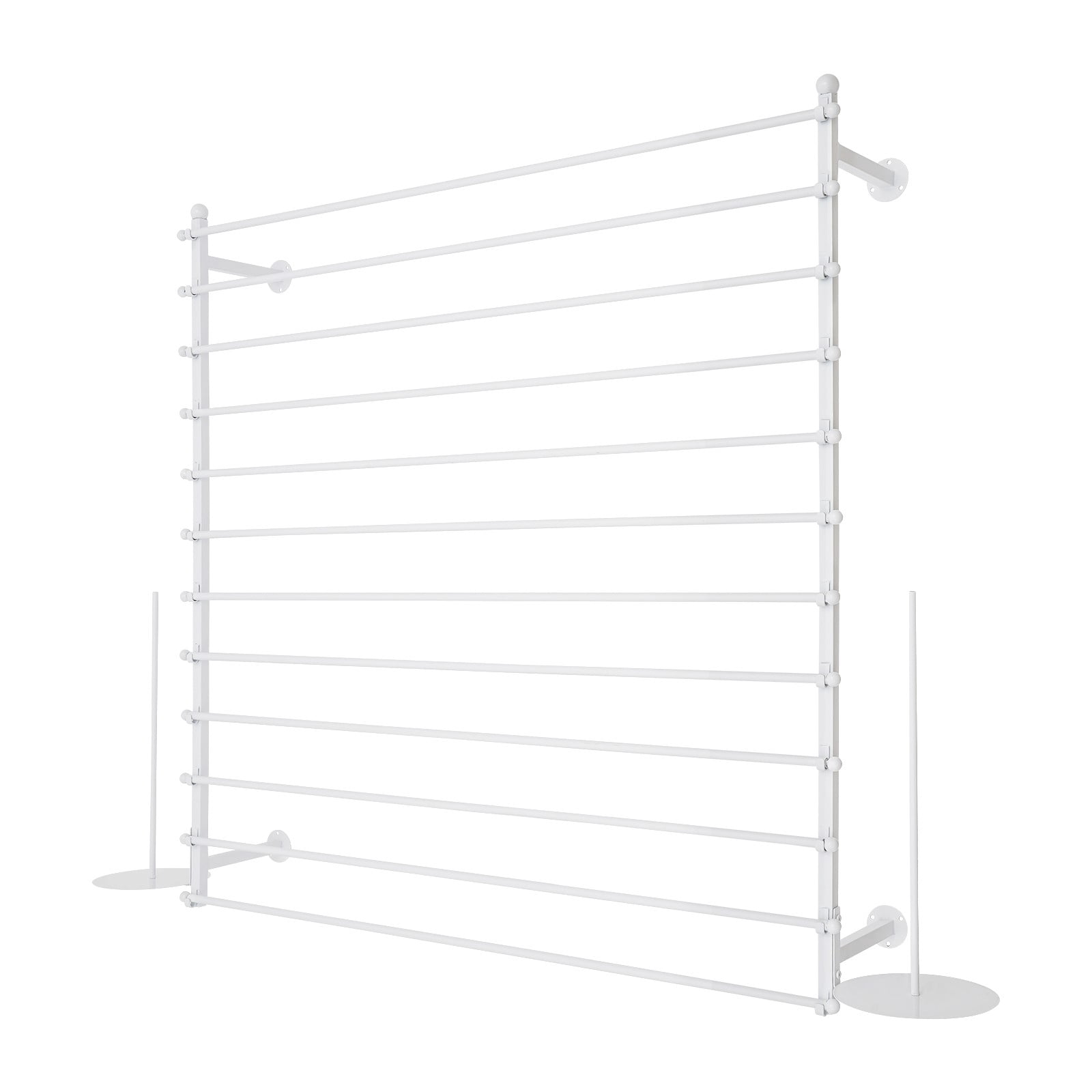 ToppiJoy 12 Rods Wall Mounted Ribbon Rack for Craft Room, Ribbon Organizer Wrapping Paper Rack for Craft Room, Cake Shop, Flower Shop White