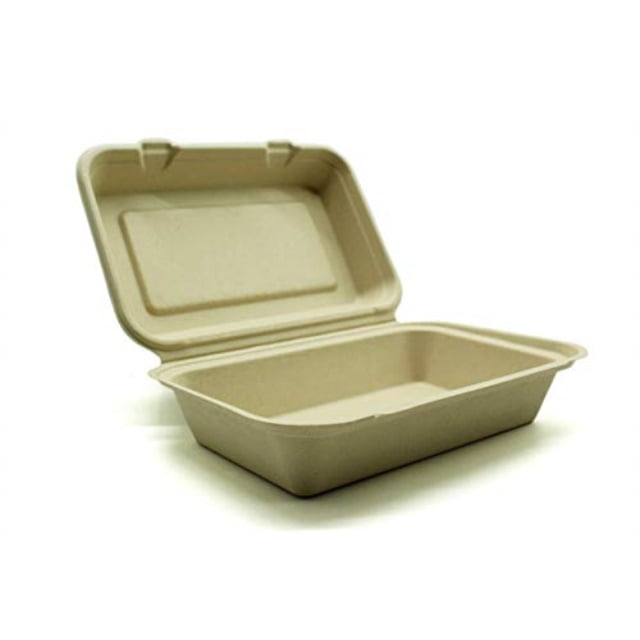 [50 count] 9 x 6" clamshell disposable eco containers togo food