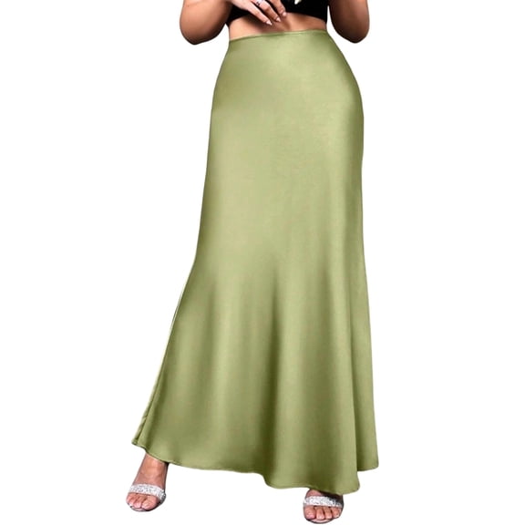 Women Fall Skirts Business Casual Clothes High Waisted Cocktail Party Wedding Guest Mermaid Maxi Skirt Green XL