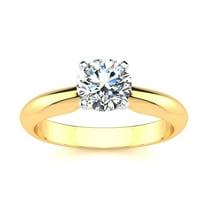 SuperJeweler 1 Carat Moissanite Solitaire Engagement Ring in 14 Karat Yellow Gold