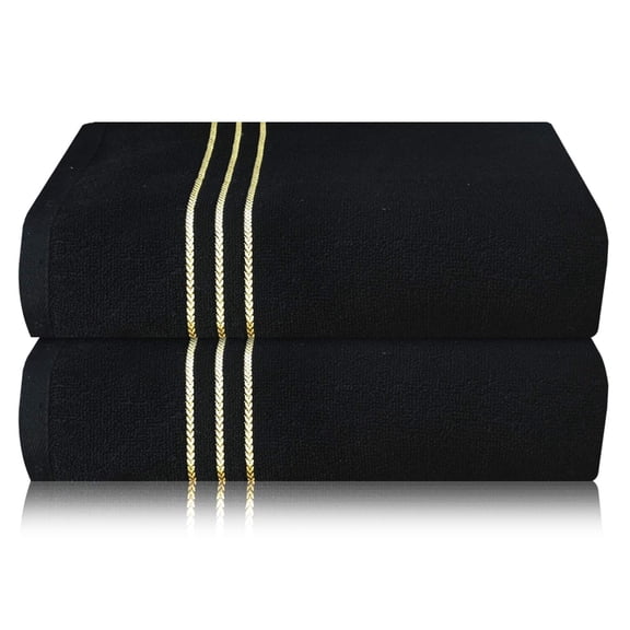Tiqh Organic Cotton Thick & Plush Hand, Gym & Workout Hand Towel 400 Gsm - Set Of 2 (Black)