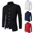 thumbnail image 4 of Lovskoo Mens Button Down Long Sleeve Shirt Collared Solid Color Slim Fake Two Piece Lapel Shirt White, 4 of 4