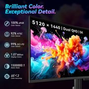 Deco Gear 49 Curved Gaming Monitor, 5120x1440 144Hz OLED Monitor, 32:9 Ultrawide Monitor, QD-OLED 0.03ms HDR400 True Black, 100% sRGB, HDMI 2.1, 90W USB-C, KVM, Built-in Speakers