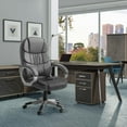 thumbnail image 6 of Lacoo Leather High Back Office Chair Ergonomic Executive Office Chair Swivel Computer Desk Chair Lumbar Support Soft Cushioned Padded Arms, Gray, 6 of 7