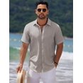 thumbnail image 2 of COOFANDY Men's Linen Textured Shirts Button Up Short Sleeve Casual Summer Shirts Beach Vacation Regular Fit Shirt, 2 of 6