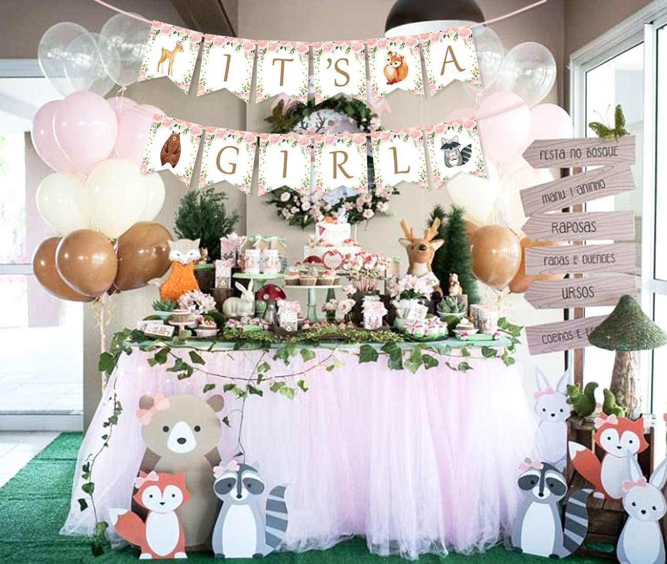 Woodland themed baby shower decorations for girl hot sale