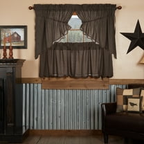 VHC Brands Kettle Grove 4 PC Country Black Plaid Curtain Set (2 Prairie Swag 36x18 and 2 Tier 24x36)