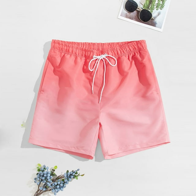 DPTALR Gradient Swimming Trunks Men's Adult Boxer Shorts Swimming Casual Beach Pants