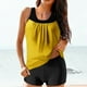 thumbnail image 2 of Traje de Baño de Dos Piezas Color Bloque Sólido Strappy Back Set, Traje de Baño Torso Largo con Sujetador Extraíble Y Pantalones Cortos de Cintura Alta, 2 of 4