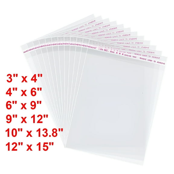 CCOCC Clear Cellophane Plastic Bags,Resealable Self-Sealing Cello Bags Great for Packaging Clothing,Shirts,Decorative Wrappers,Party Favors,Artwork and More