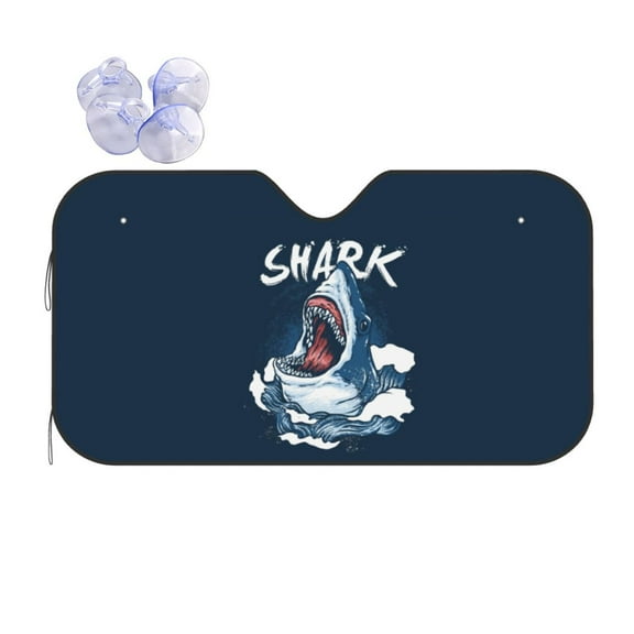 Fuzoiu Shark Print Car Windshield Sun Shade,Block Uv Rays Sunshade,Foldable Front Window Sun Visor Protector for Car,SUV,Truck-Keep Vehicle Cool-Shark