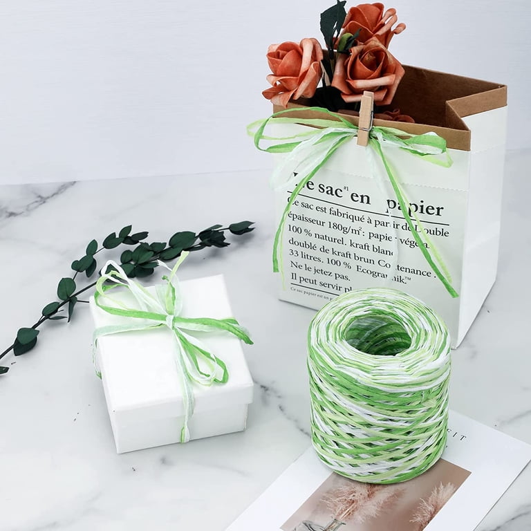 Colored Poper Colored 525 Feet Raffia Ribbon, Sage Green Packing Paper String ...