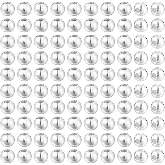 100pcs 925 Sterling Silver Spacer Beads 2mm Tiny Spacer Beads Smooth Round Beads Loose Beads for Necklace Bracelet Dangle Earring Jewelry Making DIY Crafts Hole: 0.9mm