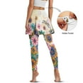 thumbnail image 4 of FUIALDOLG Abstract Hippie Flower Skirted Full Length Yoga Leggings with Pockets for Women Lady 70S 80S Clothes Dragonfly Tennis Skirt With Legging Tight Stretchy Athletic Pants,Size S, 4 of 7