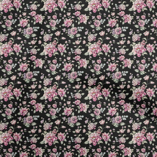 oneOone Rayon Black Fabric Florals Sewing Material Print Fabric By The Yard 56 Inch Wide