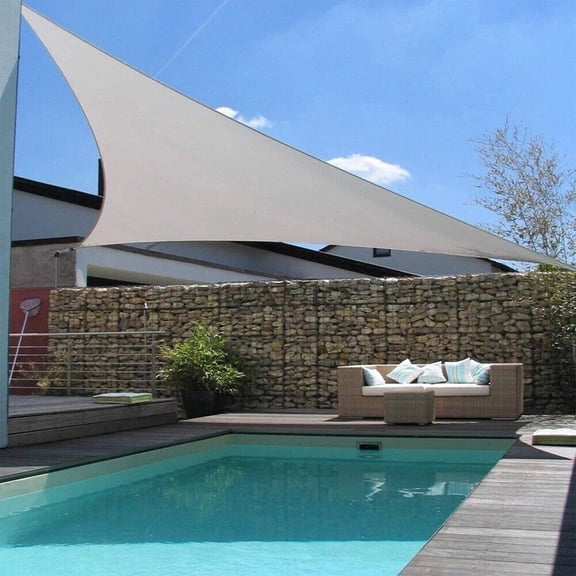 SINGOMON Shade Sail, 10'x10'x10' Grey Triangle Awning, 95% UV Blockage, Water & Air Permeable Canopy Mesh for Yard Patio Garden Backyard