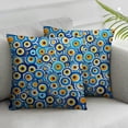 thumbnail image 2 of Shangniulu  Throw Pillow Cushion Cover, Traditional Turkish Charm Luck Sign Pattern Vivid Bead Graphic, Decorative Square Accent Pillow Case, Pack of 2, Blue Orange Yellow, 2 of 6