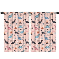 Blackout Kids Curtains,Pink Cartoon Dinosaurs Volcanoes Pattern Childrens Insulated Curtains Set Of 2,Bedroom Essentials,Toddler Room Decor 42"x63"