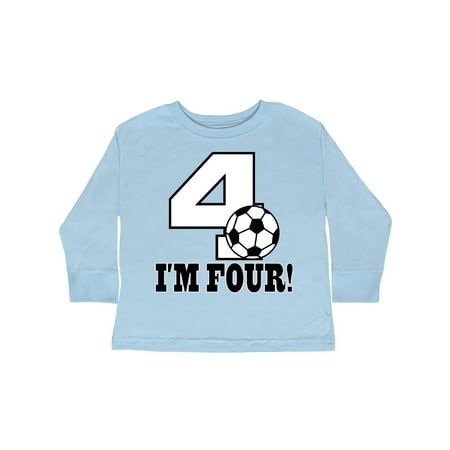 

Inktastic 4th Birthday Soccer 4 Year Old Gift Toddler Boy or Toddler Girl Long Sleeve T-Shirt