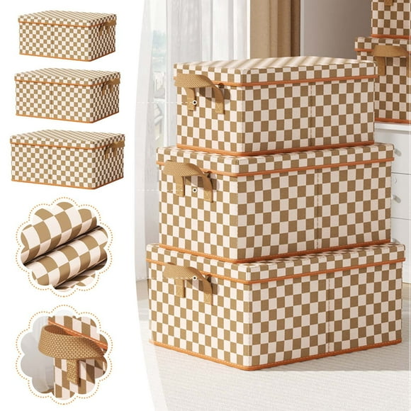 Sentmoon Storage Bin Clothes Storage Bins Storage Container Cloth Cover Brown White Steel Frame Storage Box Clothes with Cover Fabric Storage Box Clothes Storage
