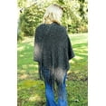 thumbnail image 3 of StylesILove Women Trendy Brushed Soft Knit Poncho with Fringe Trim Chic Shawl (Charcoal), 3 of 3