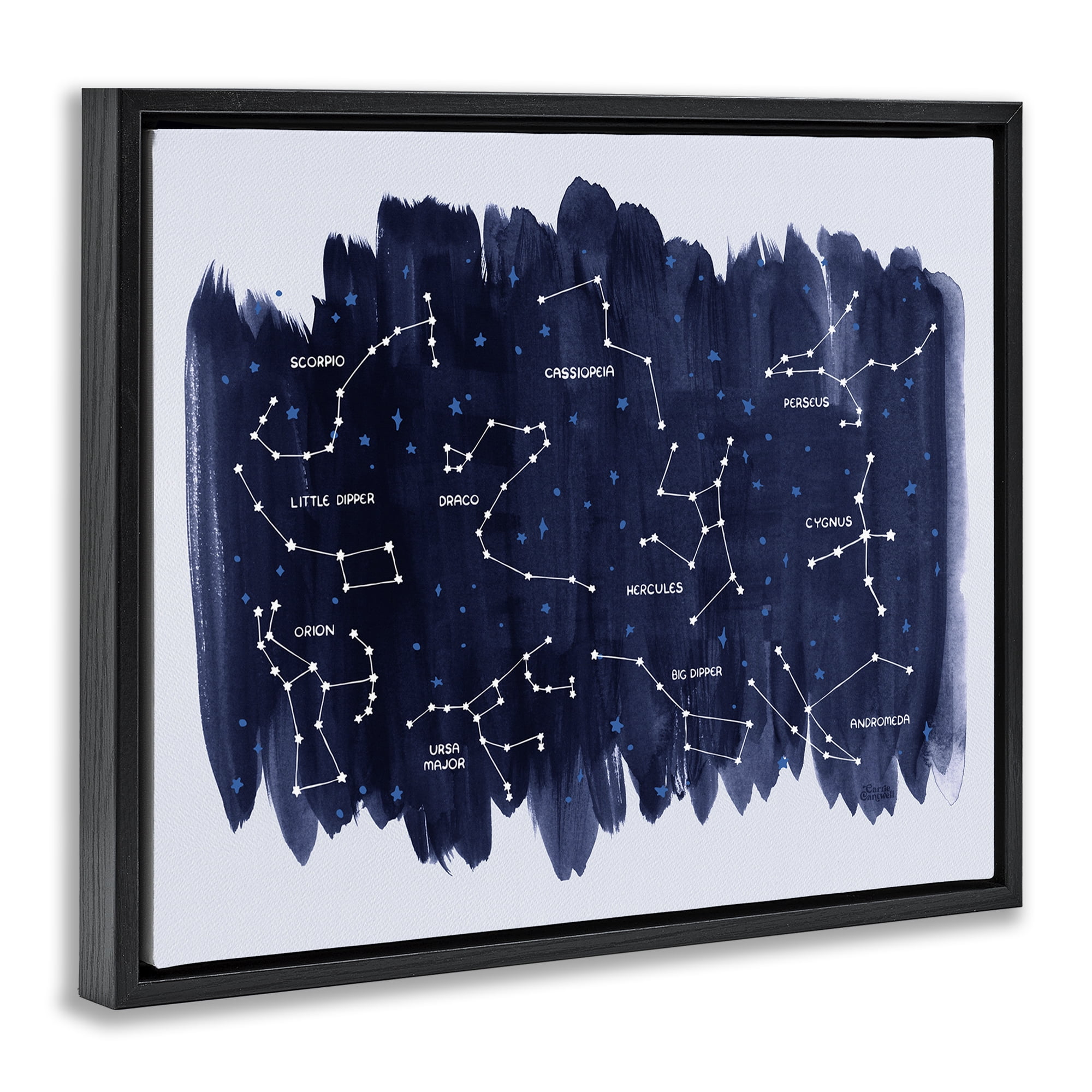 Stupell Industries Constellations on Blue Animals & Insects Painting Black Floater Framed Art Print Wall Art, 21 x 17