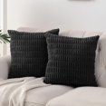 thumbnail image 1 of 2 Packs Black Decorative Throw Pillow Covers 18x18 Inch For Living Room Couch Bed Sofa, Rustic Farmhouse Boho Home Decor, Soft Striped Corduroy Square, 1 of 4