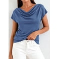 thumbnail image 4 of PRETTYGARDEN Blouses for Women Dressy Casual Summer Cowl Neck Short Sleeve Tops Spring Work Office Teacher Shirts, 4 of 10