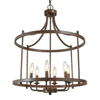 LNC 6-Light Antique Rust Bronze Electric Farmhouse Drum Chandelier