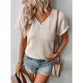 thumbnail image 4 of Womens V Neck Button Back Batwing Sleeve Tee Summer Blouse For Women, 4 of 6