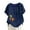 Dark Blue, variant on Qertyioot Women Short Sleeve Linen Shirts 2024 Trendy Crewneck Flower Printed Tees Blouse Casual Comfy Cotton Summer Tops