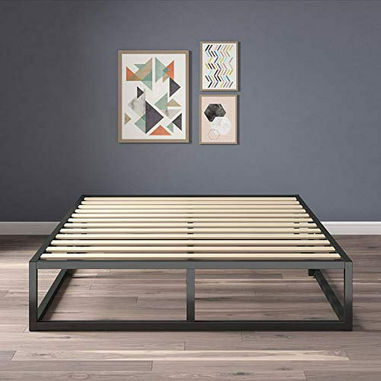 zinus modern studio 10 inch platforma low profile bed frame mattress foundation boxspring optional wood slat support queen