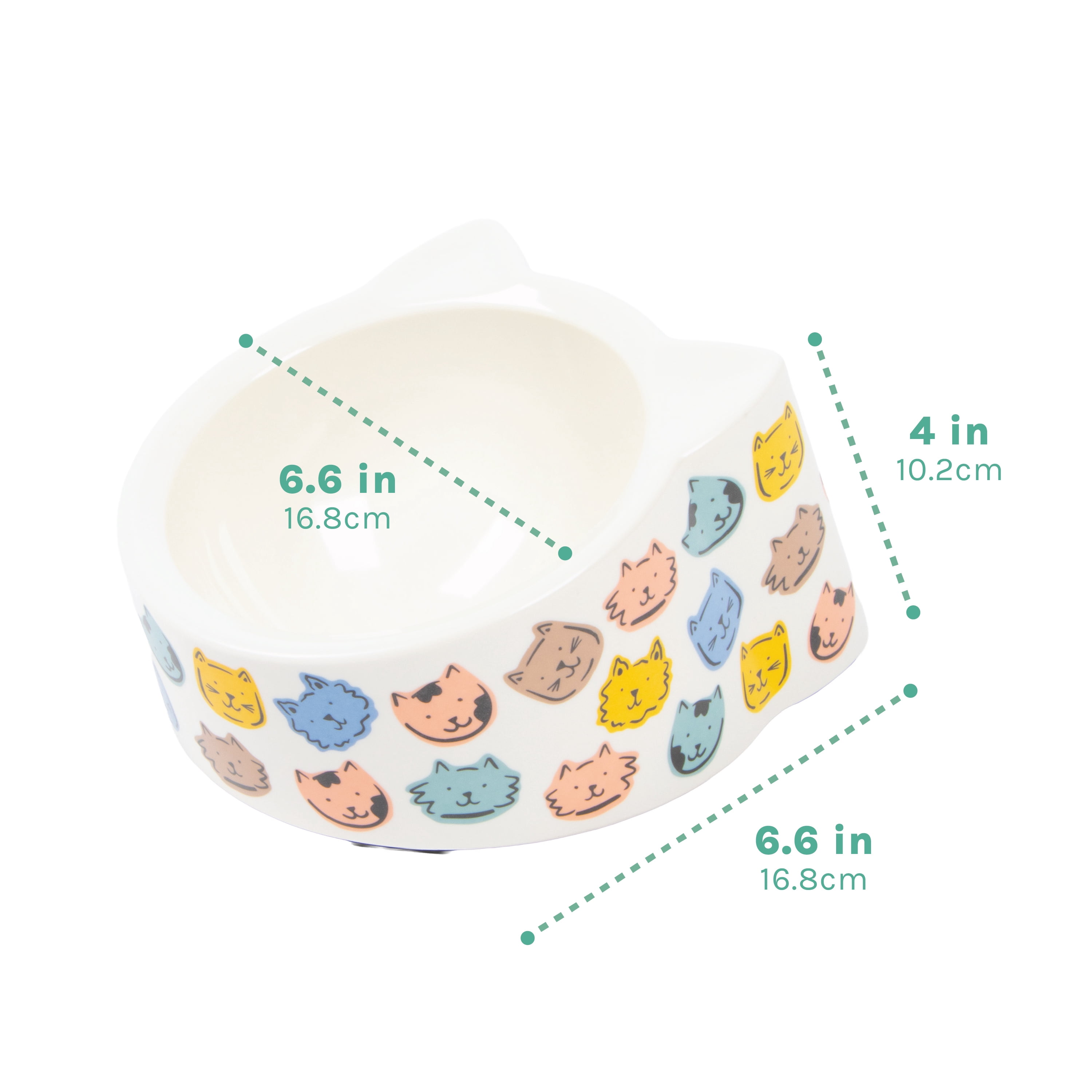 Kitty City Cat Print Dishwasher Safe Plastic Raised Cat Ears Bowl, Multicolored, One Size