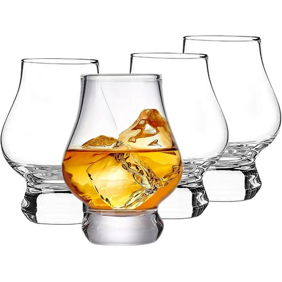 Whiskey Glasses Set of 4, Scotch Glass 6 Ounce, Hand Blown Wine Tasting Glasses, Shot Glasses Bar Set, Brandy Snifter Whiskey Glass for Scotch Bourbon