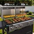 thumbnail image 5 of Propane Gas and Charcoal Grill Combo, Dual Fuel Outdoor BBQ Grill Stainless Steel Lids for Patio Garden Picnic Backyard Barbecue Cooking, Silver, 5 of 6