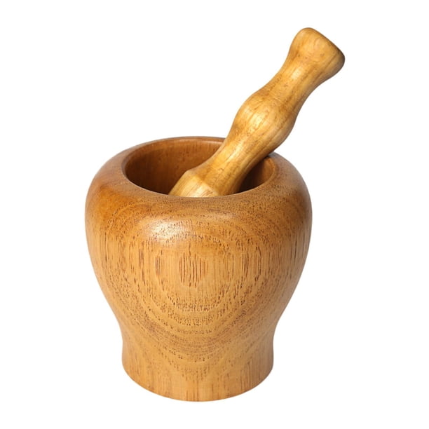 Juego de mortero y maja de madera, cuenco para moler ajo manual multiusos hecho a mano S