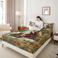 thumbnail image 4 of Castle Fairy Animal Bears 4 Pieces Queen Sheet Sets for Boys Teens Men,Tree Leaves Ultra Soft Flat Sheet,Woodland Wildlife Queen Fitted Sheet,Luxury Bedroom Decor, 4 of 7