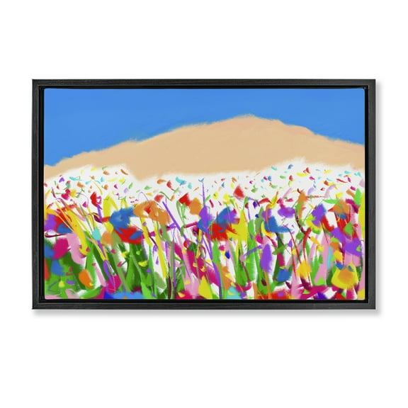 Stupell Industries Joyful Landscape Abstraction Landscape Painting Black Floater Framed Canvas Art Print Wall Art, 25 x 17